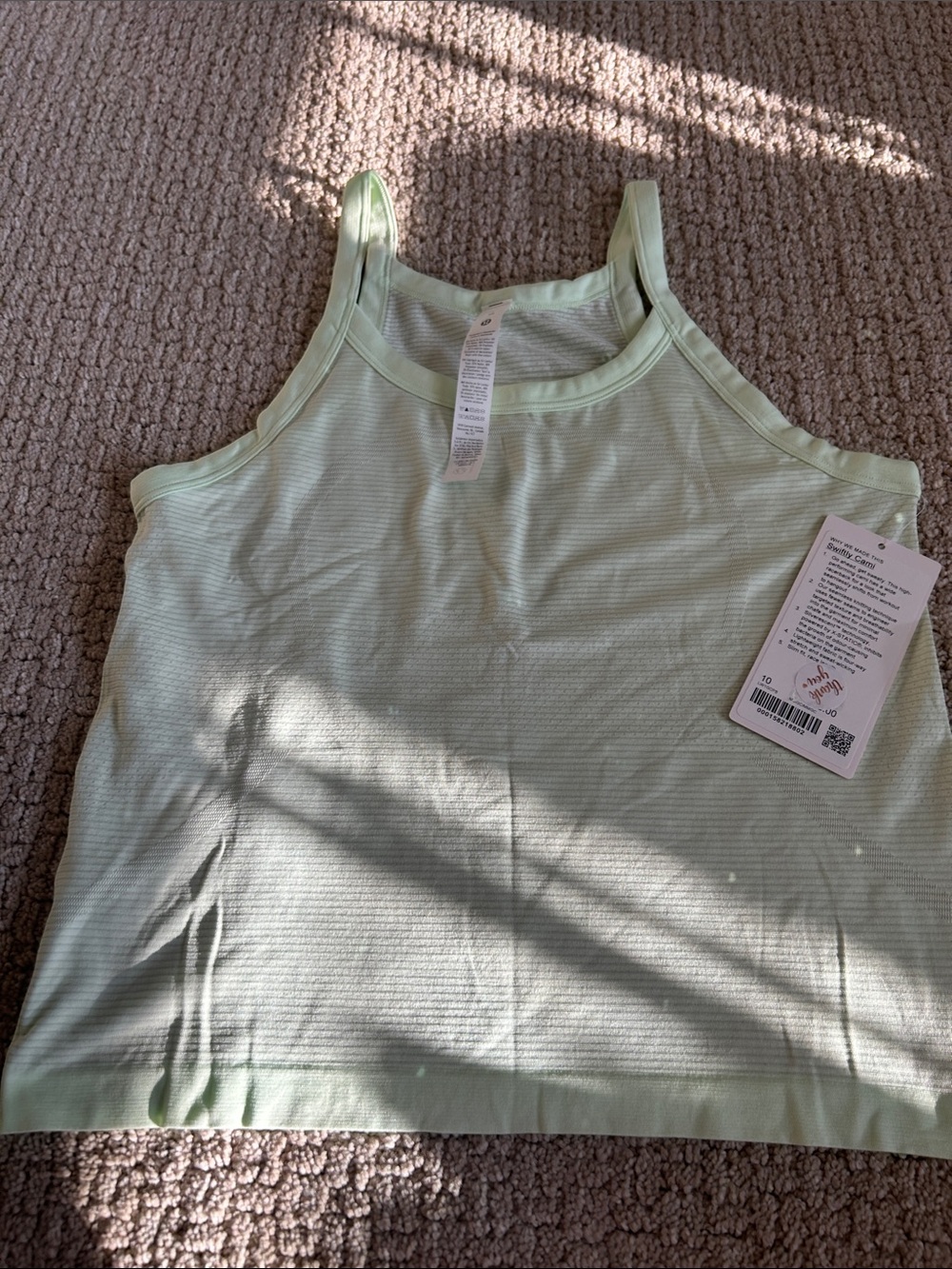 Lululemon Swiftly Cami pale green size 10 $58 NWT